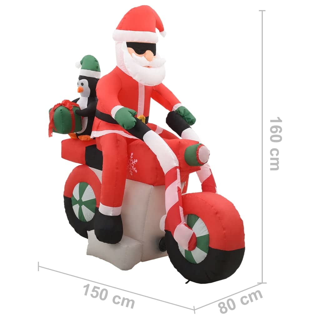 vidaXL Heim & Garten Weihnachtsmann auf Motorrad Deko LED 160cm