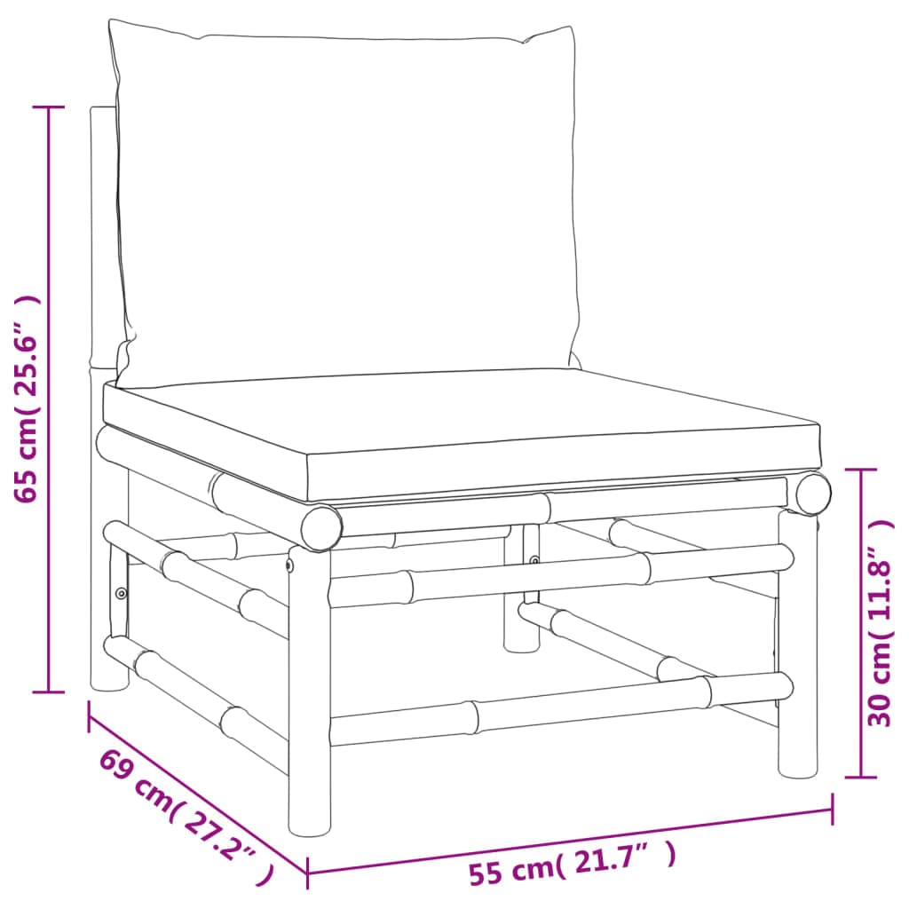 vidaXL Garten-Lounge-Set Bambus Hellgrau 4-teilig