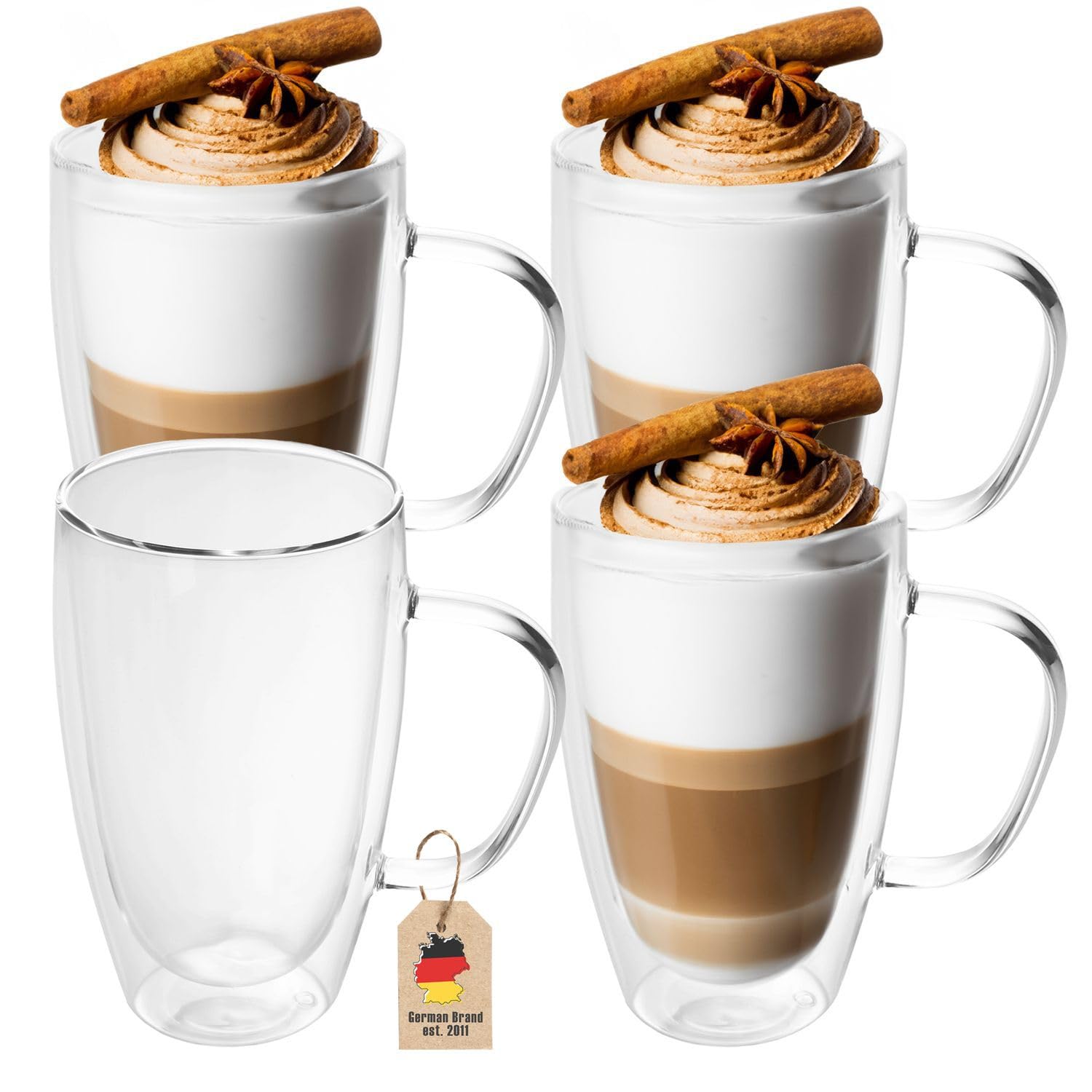 Intirilife Thermogläser 100 ml 4er Set Espressogläser mit Henkel