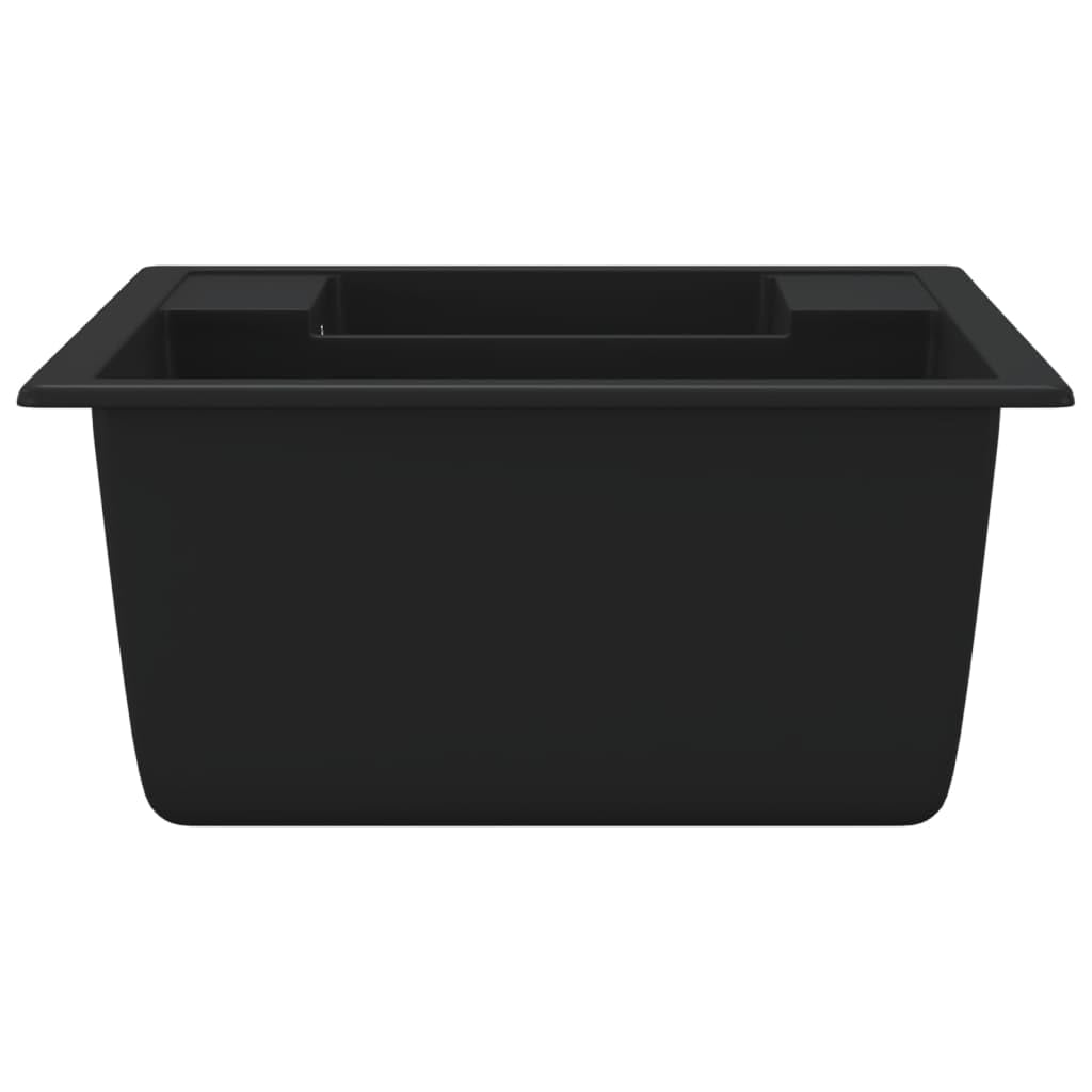 vidaXL Heimwerkerbedarf Granitspüle Doppelbecken Schwarz 58cm