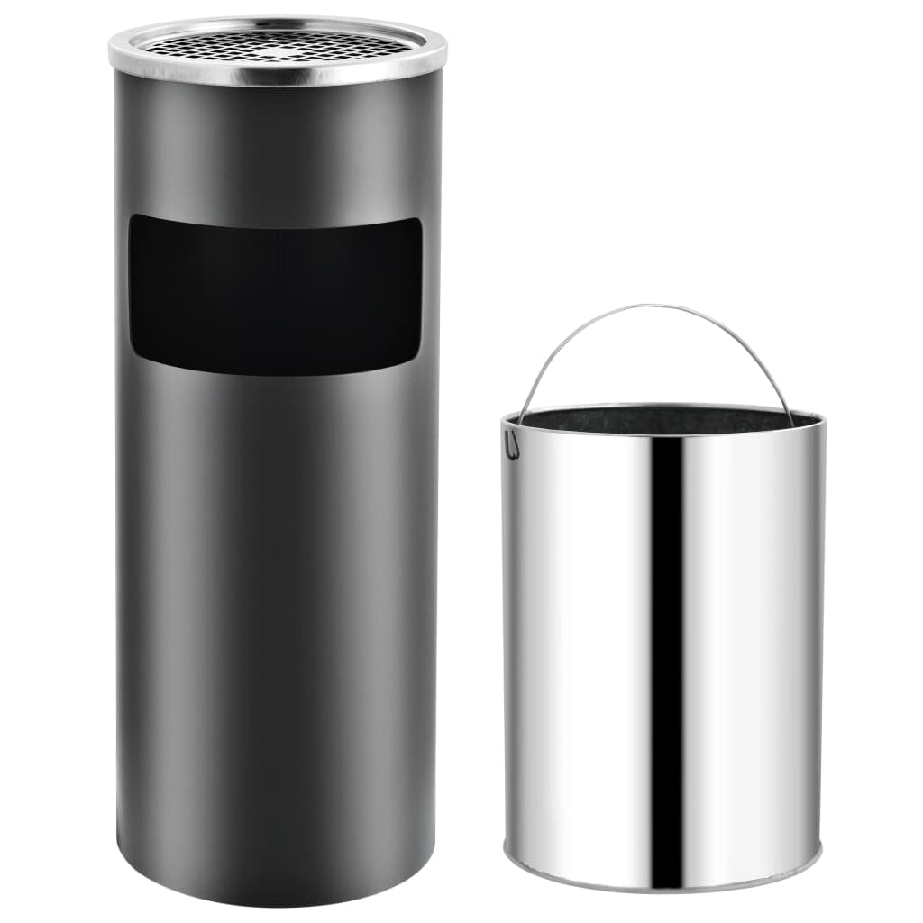 vidaXL Mülleimer Aschenbecher 30L Edelstahl Silber