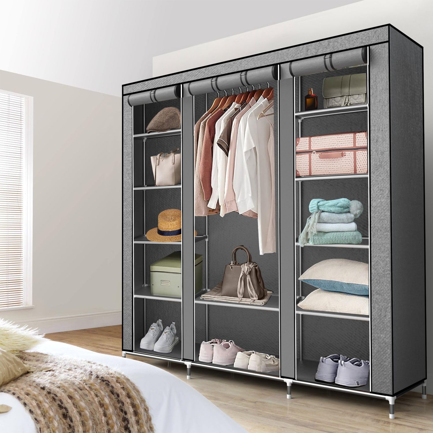 Intirilife Faltschrank 150x175x45 asch grau Reissverschluss