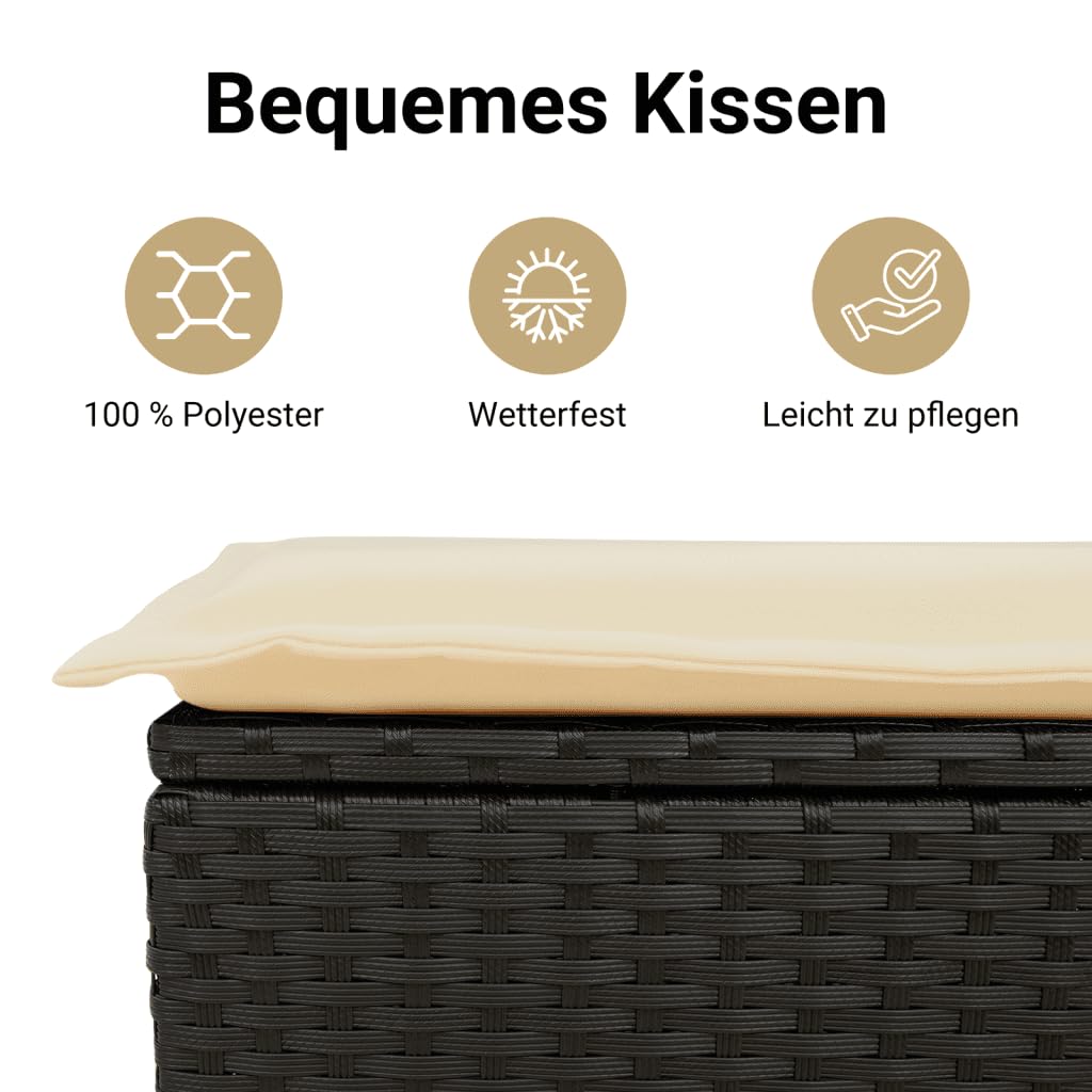 vidaXL Heim & Garten 11-TLG Garten-Sofagarnitur Schwarz Creme
