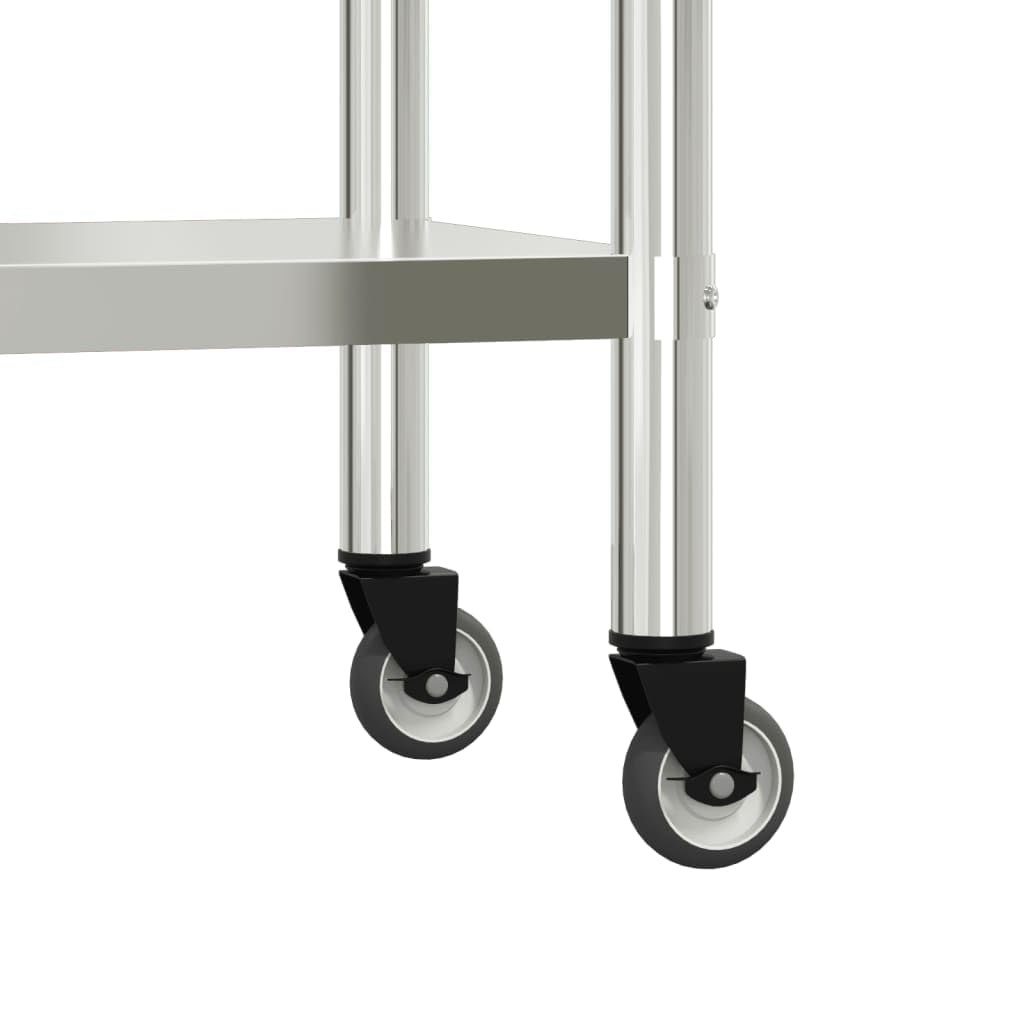 vidaXL Arbeitstisch 110x55x150 Edelstahl mit Rollen