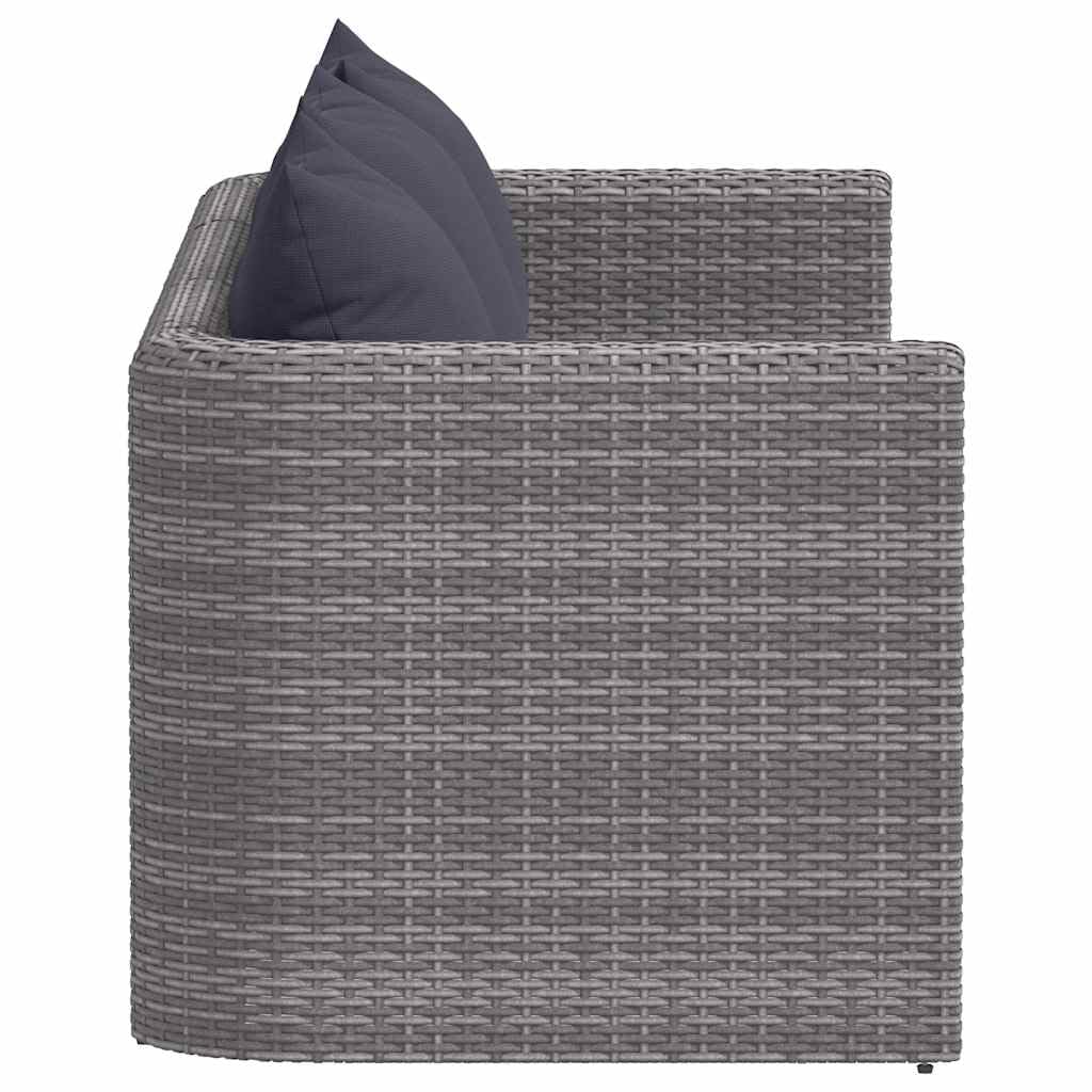 vidaXL Gartensofa 3-tlg. Gartengarnitur grau Poly Rattan