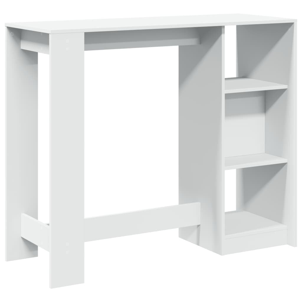 vidaXL Bartisch mit Regal Weiß 124x46x103,5 cm Holzwerkstoff
