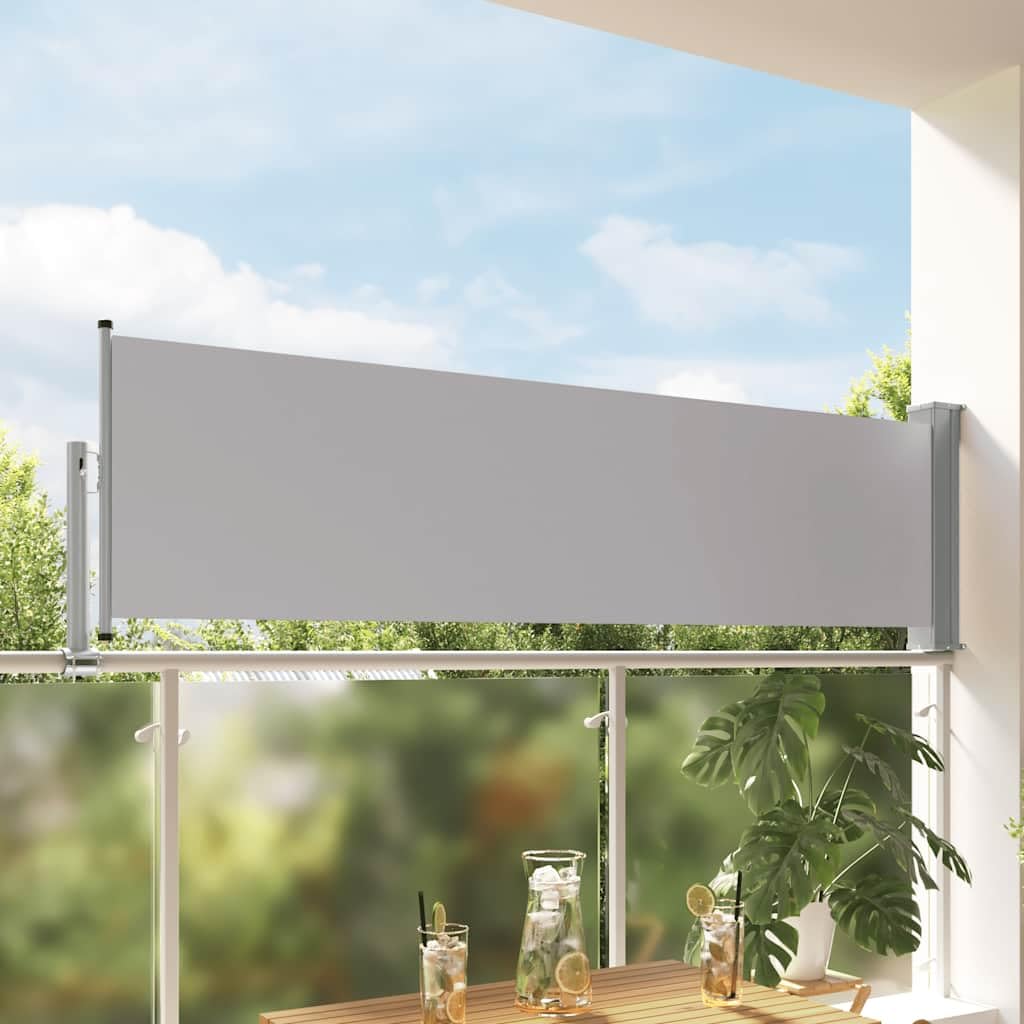 vidaXL Heim & Garten Seitenmarkise 80x300 cm Grau Ausziehbar