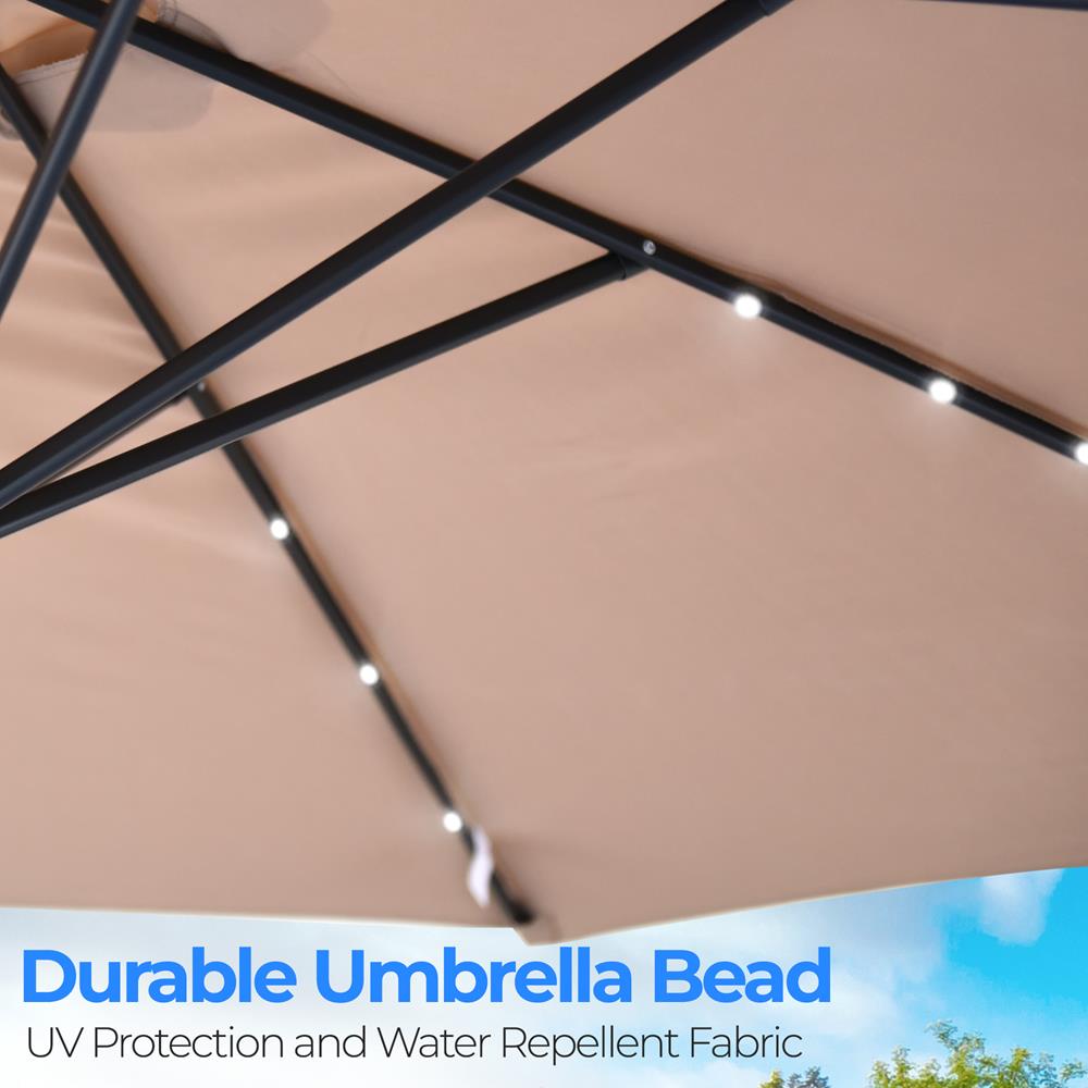 Serenelife 10Ft Sonnenschirm mit 24 LED UV-Schutz