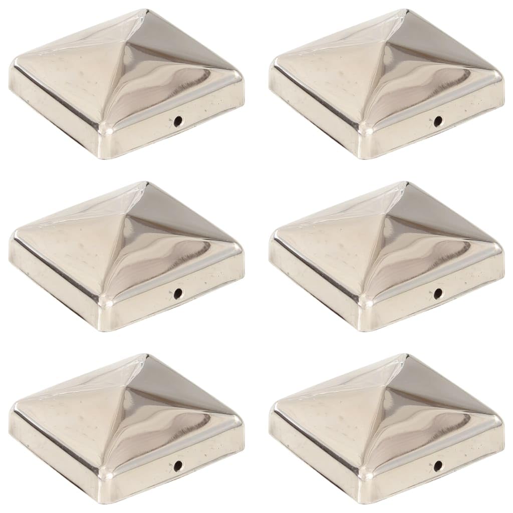 vidaXL Pfostenkappe Pyramide 6er Set Edelstahl 71 mm Zaunkappe