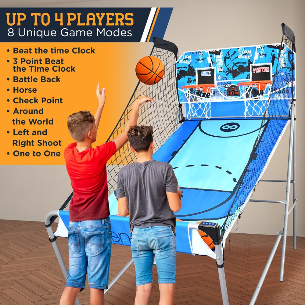 Serenelife Game Tables Basketballspiel Dual Hoop LED klappbar