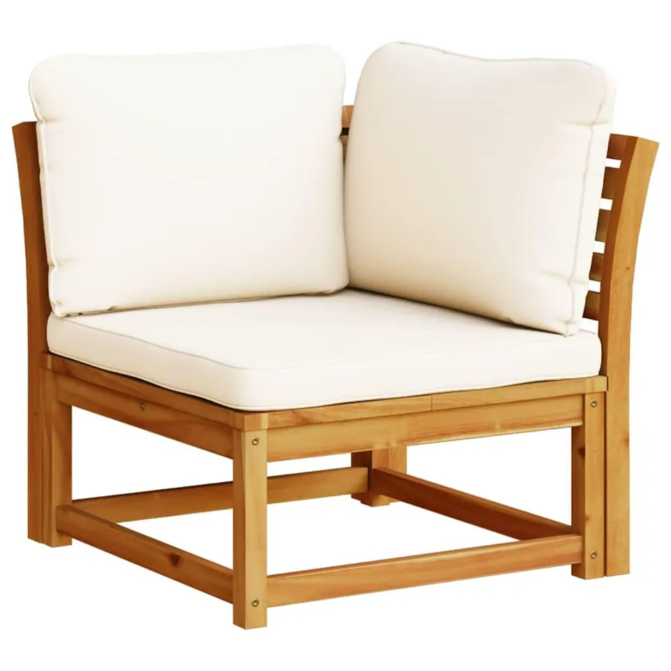vidaXL Heim & Garten Garten-Ecksofa Creme Akazie 73 cm