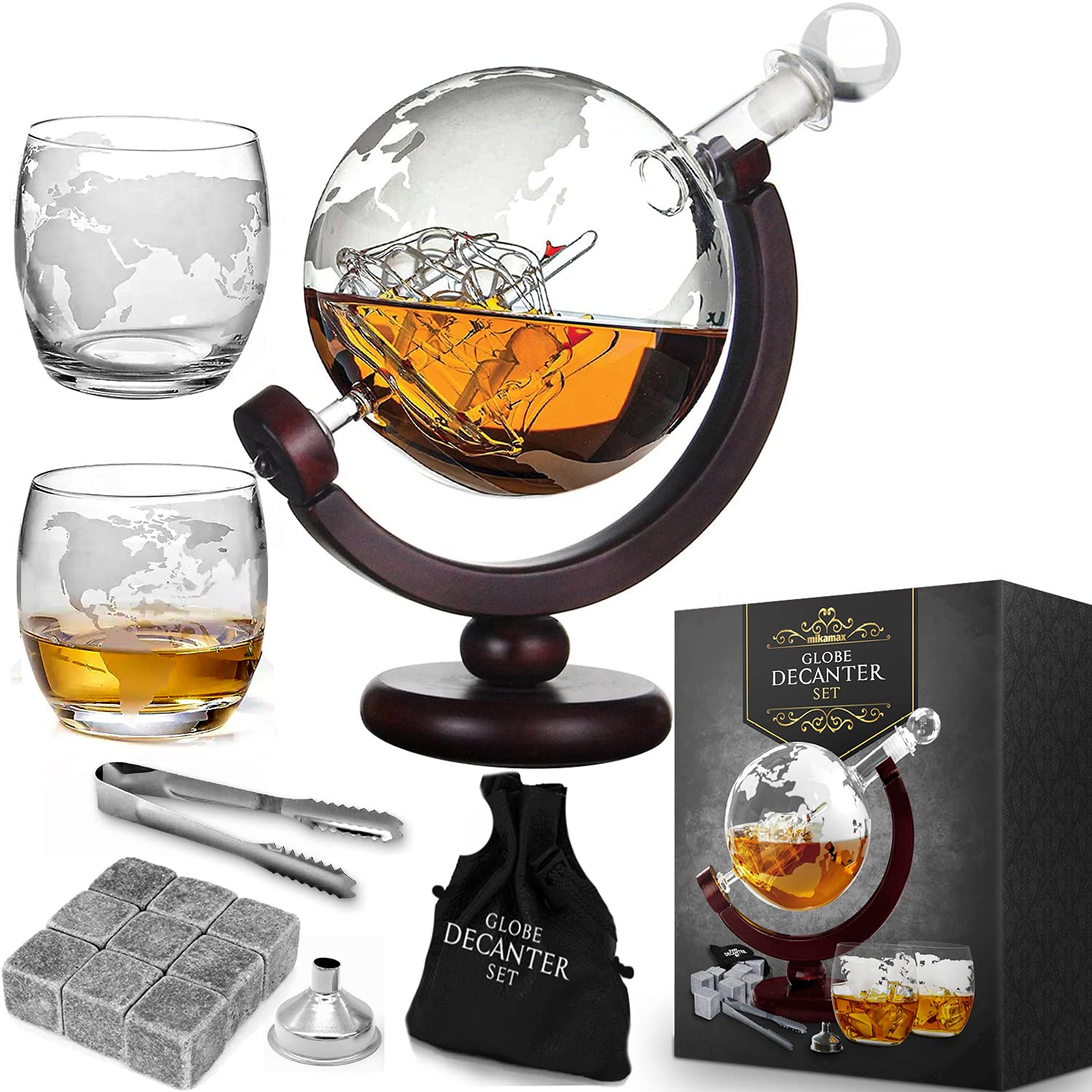 MikaMax Bar & Kitchen Whisky Karaffe Globus Set 850 ml