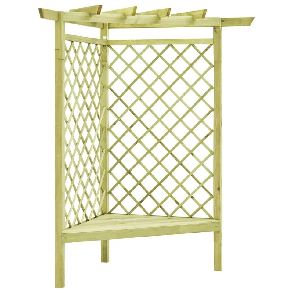 vidaXL Heim & Garten Eckpergola 130x130x197 Kiefer Bank