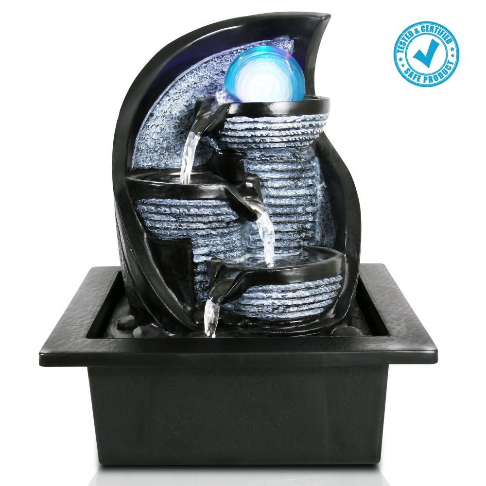 Serenelife Furniture Tischbrunnen LED 25x21x17 cm