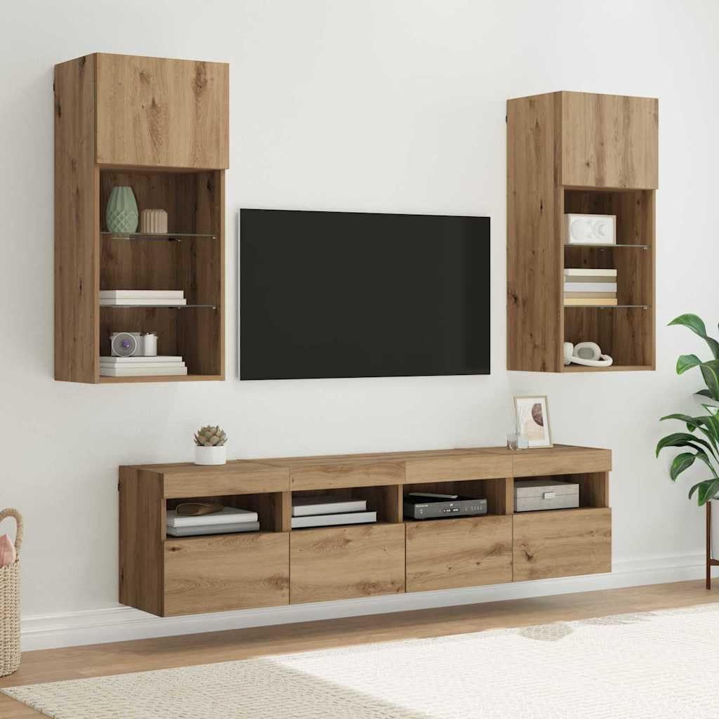 vidaXL TV-Wandeinheiten 5 Stk. LED Artisan-Eiche Holz