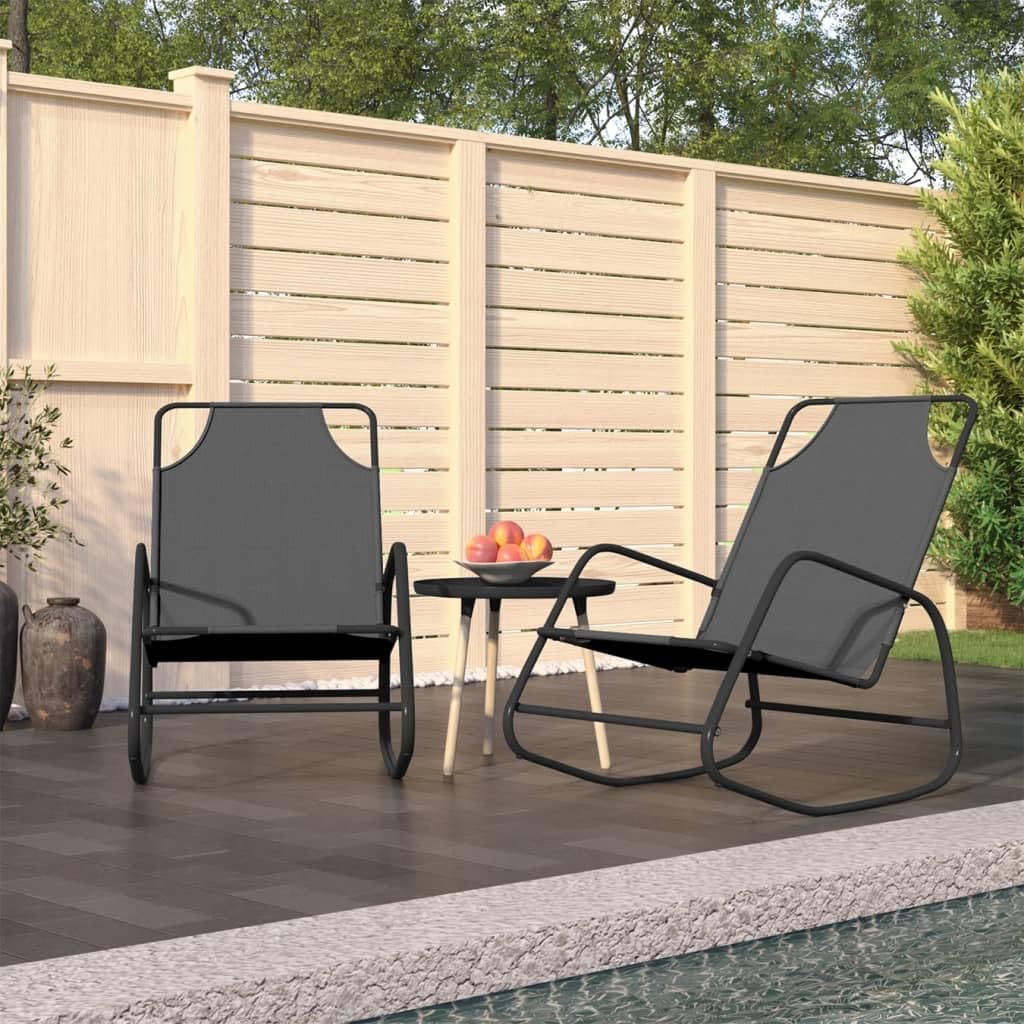 vidaXL Schaukelliege Grau 2er-Set Stahl Textilene Gartenliege