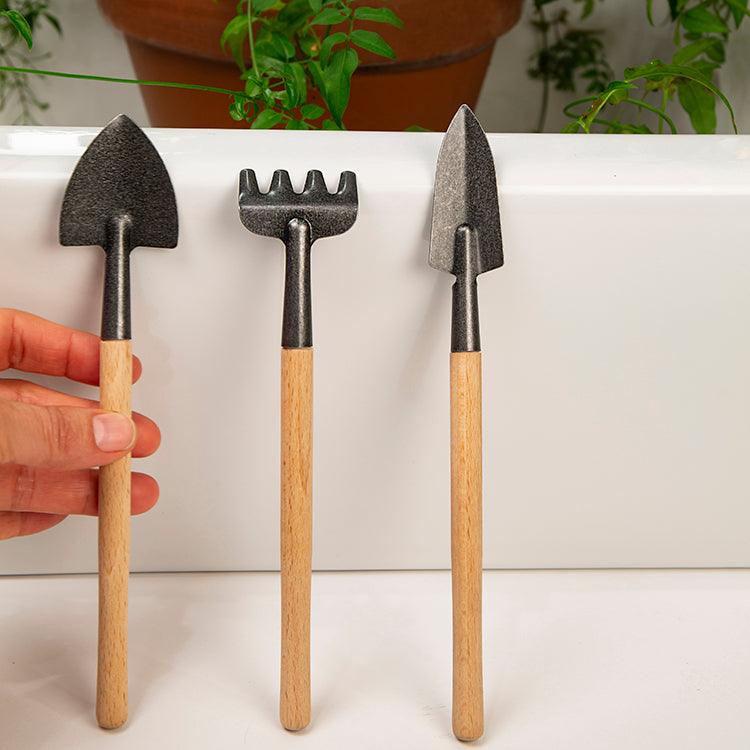 Kikkerland Tools & Wellness Mini Gartengeräte Set 3-teilig Buche