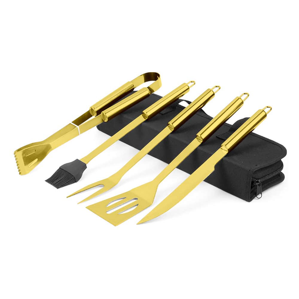 Mikamax Bar & Kitchen Millionaire BBQ Tools Grillset 5-tlg Gold