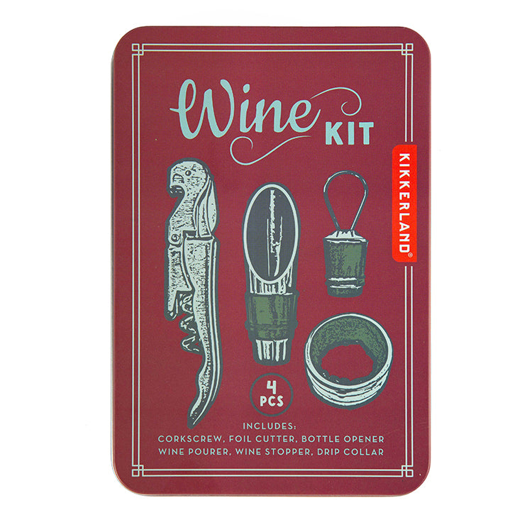 Kikkerland Kitchen Wine Kit Wein Set 4-teilig Dose