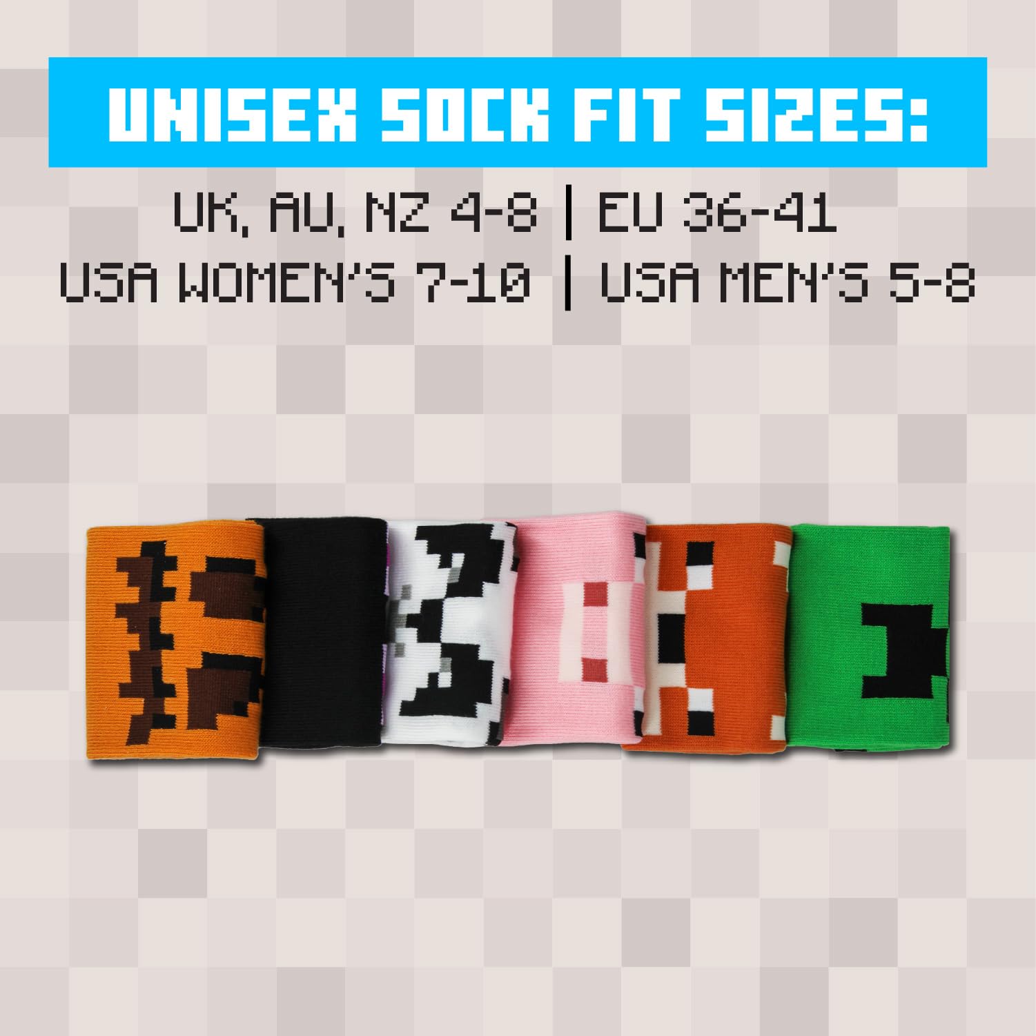 Paladone Homeware Minecraft Odd Socks 6er Set EU 36-41