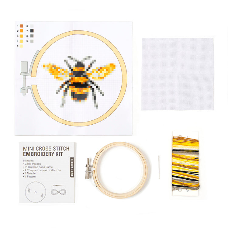 Kikkerland Crafters Bee Mini Stickset Biene mit Rahmen