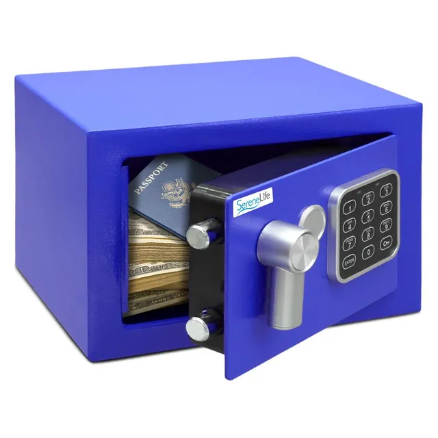 Serenelife Storage Tresor Digital Stahl Blau klein