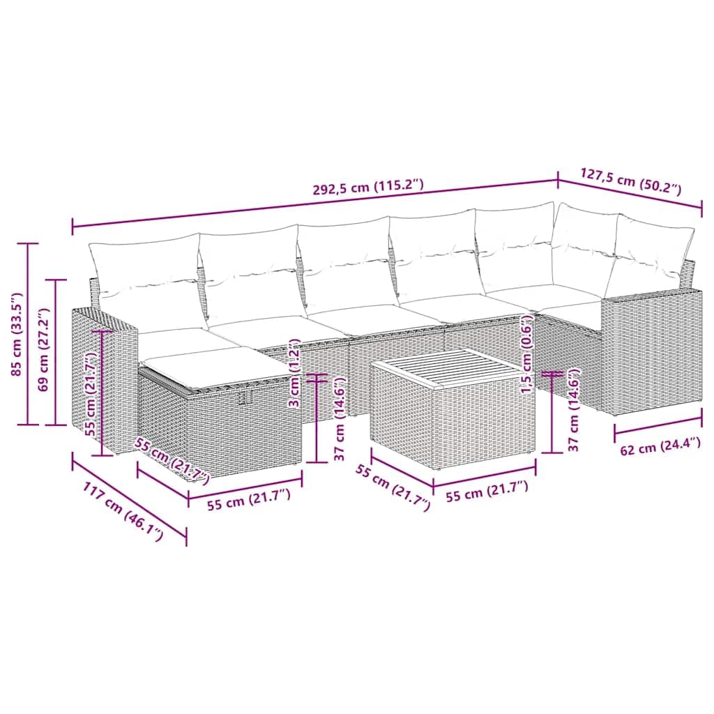 vidaXL Heim & Garten 8-tlg Garten-Sofagarnitur Schwarz Poly Rattan