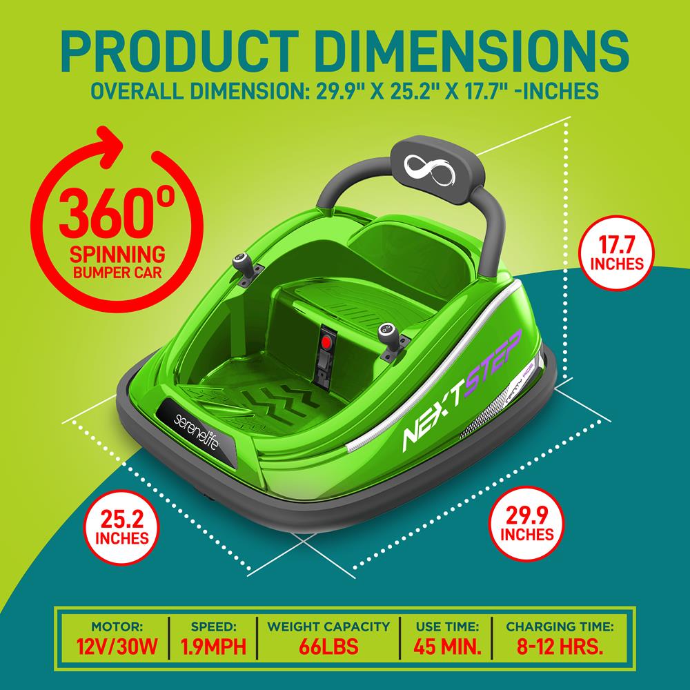 Serenelife Bumper Car Kinder Elektroauto Grün 360 Grad