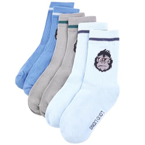 vidaXL Kindersocken Baumwolle Gr. 26-29 Hellblau Gorilla Streifen