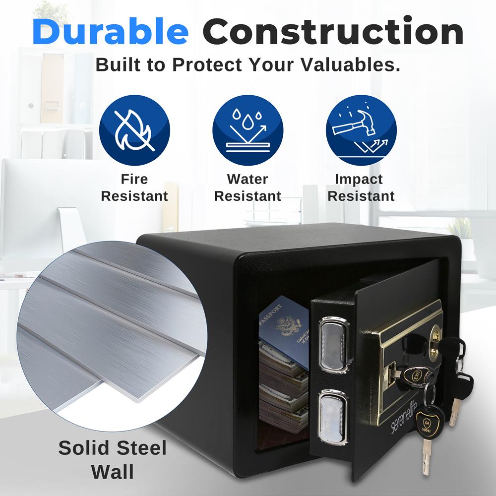 Serenelife Storage Tresor SLSVP25 Fingerabdruck schwarz mit LED