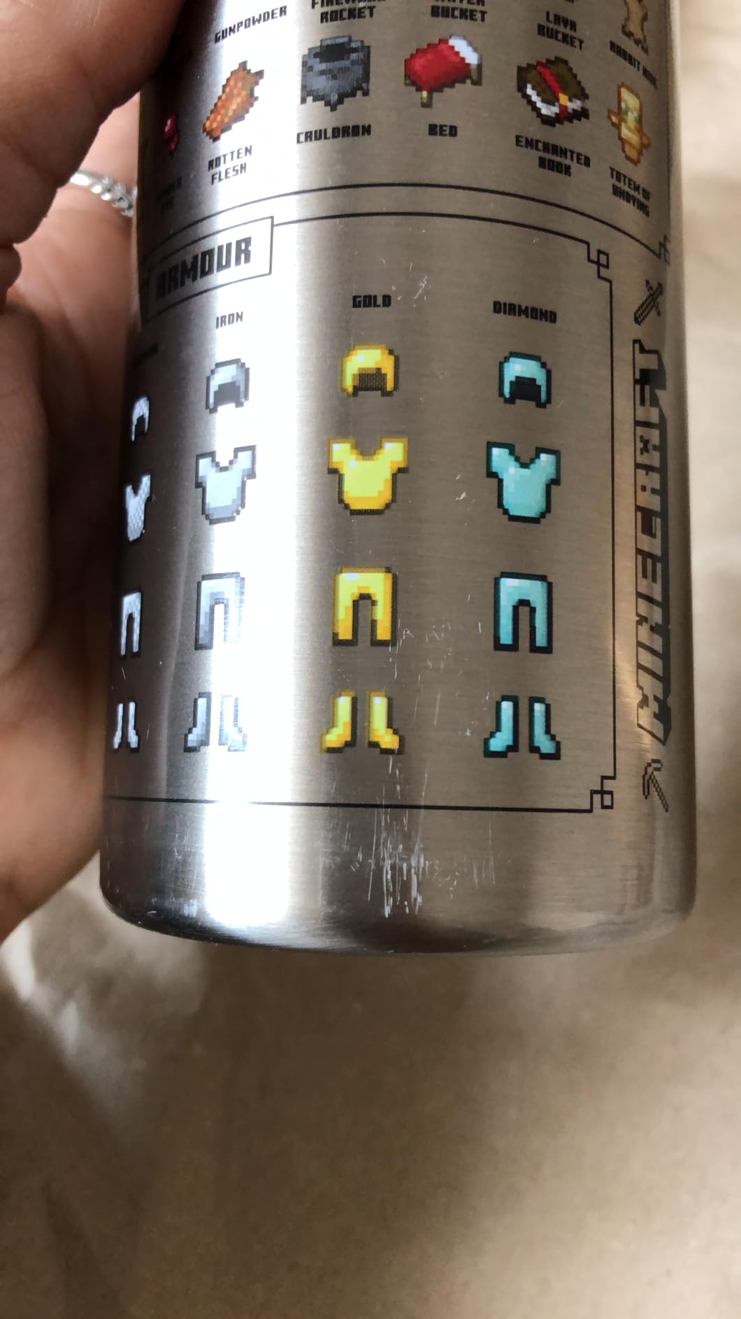 Paladone Minecraft Metall-Trinkflasche 470 ml Edelstahl Auslaufsicher