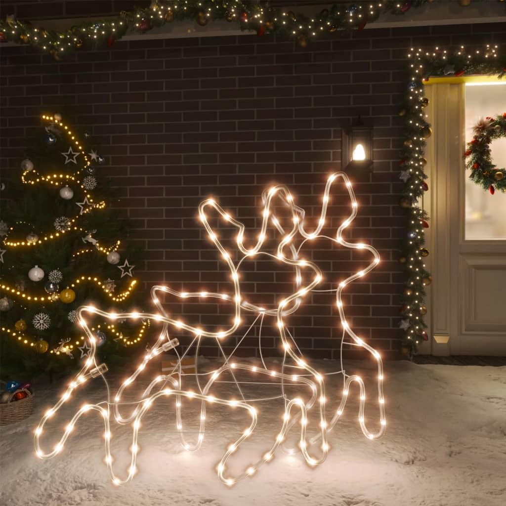 vidaXL Heim & Garten LED Rentier Silhouetten Leuchtbild warmweiß 57x55 2Stk