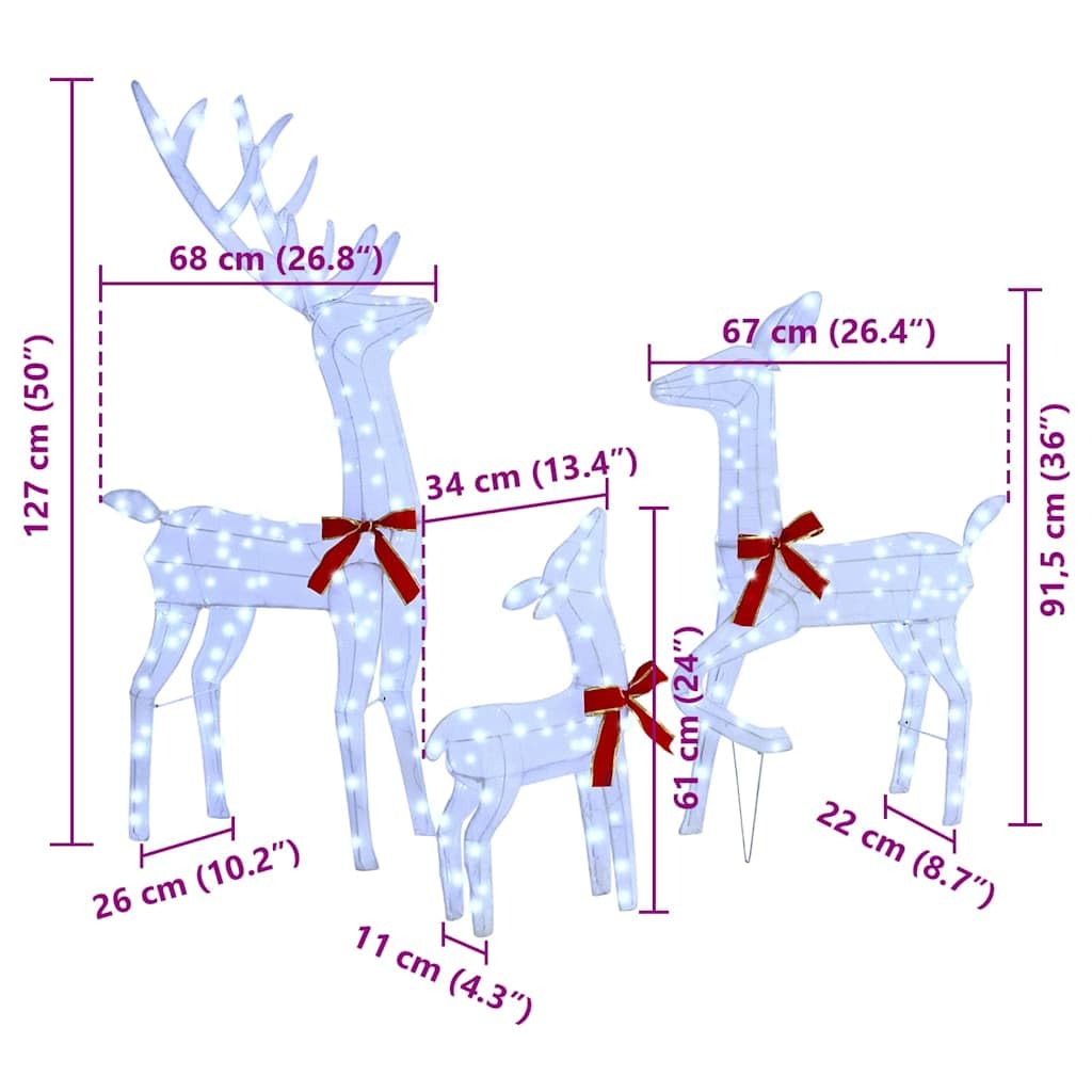 vidaXL Rentierfamilie 3-tlg LED Weihnachtsdeko kaltweiß 300 LEDs