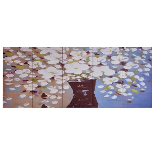 vidaXL Leinwandbild Set Blumen in Vase 150x60cm 5-teilig mehrfarbig