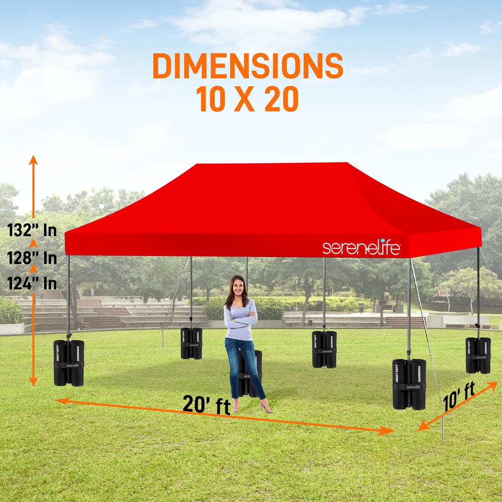 Serenelife Faltpavillon 3x6m Wasserdicht Rot 10 Pers.