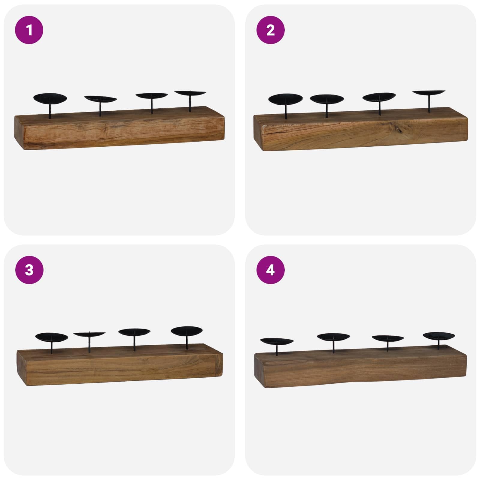 vidaXL Heim & Garten Kerzenhalter Natur 50 cm Teak Massivholz