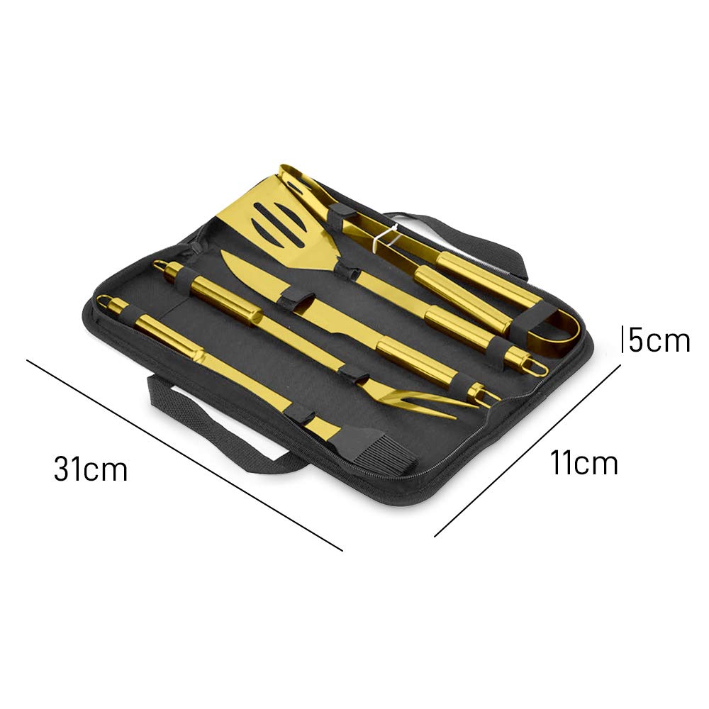 Mikamax Bar & Kitchen Millionaire BBQ Tools Grillset 5-tlg Gold