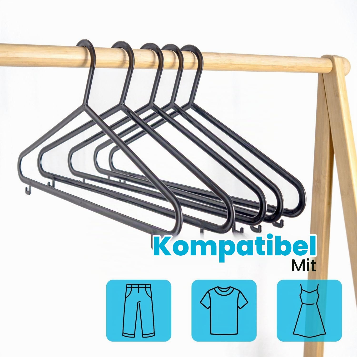 Intirilife Kleiderbügel Schwarz 10 Stück Kunststoff 36 cm