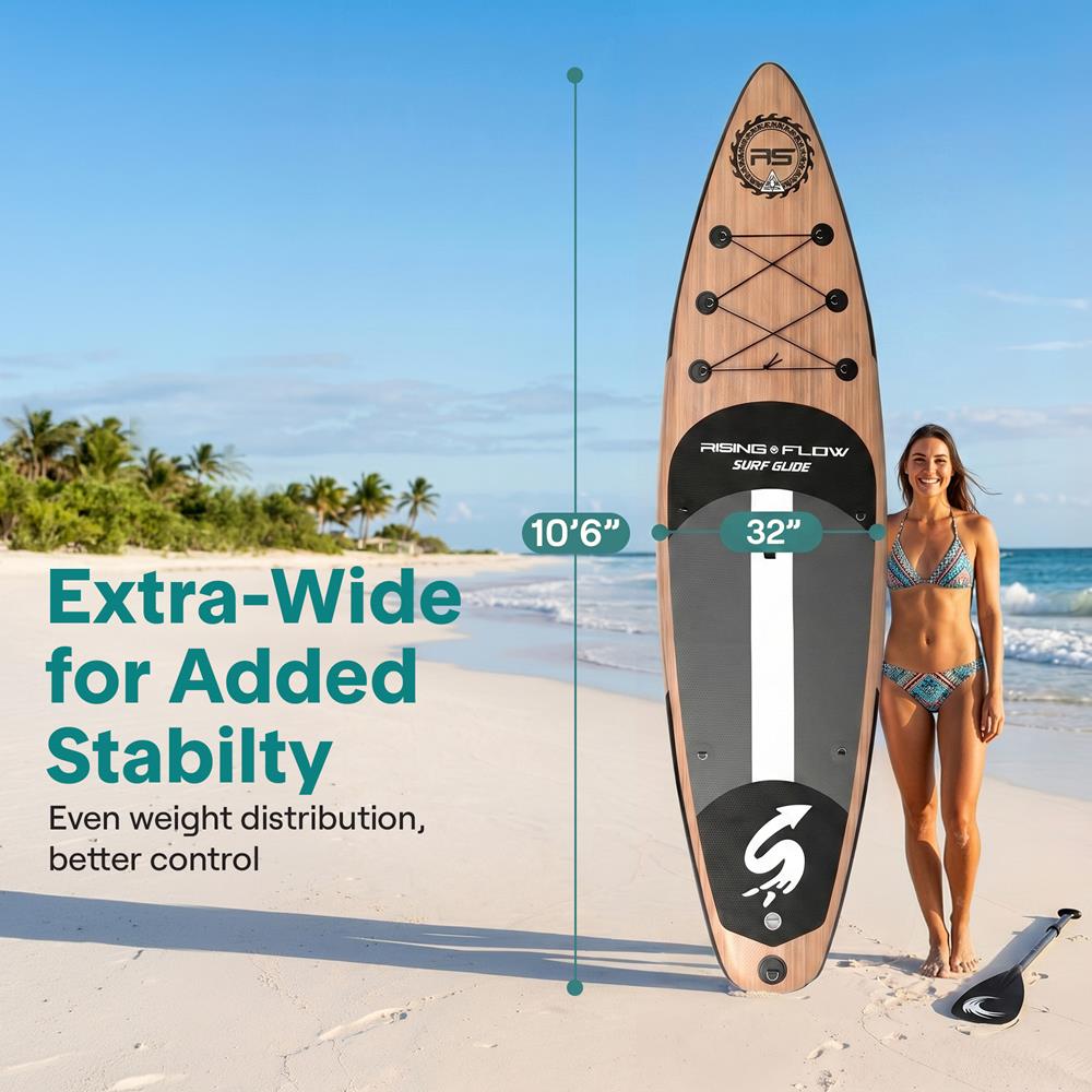 Serenelife SUP Board Aufblasbar 10'6 Holz 350lbs Set