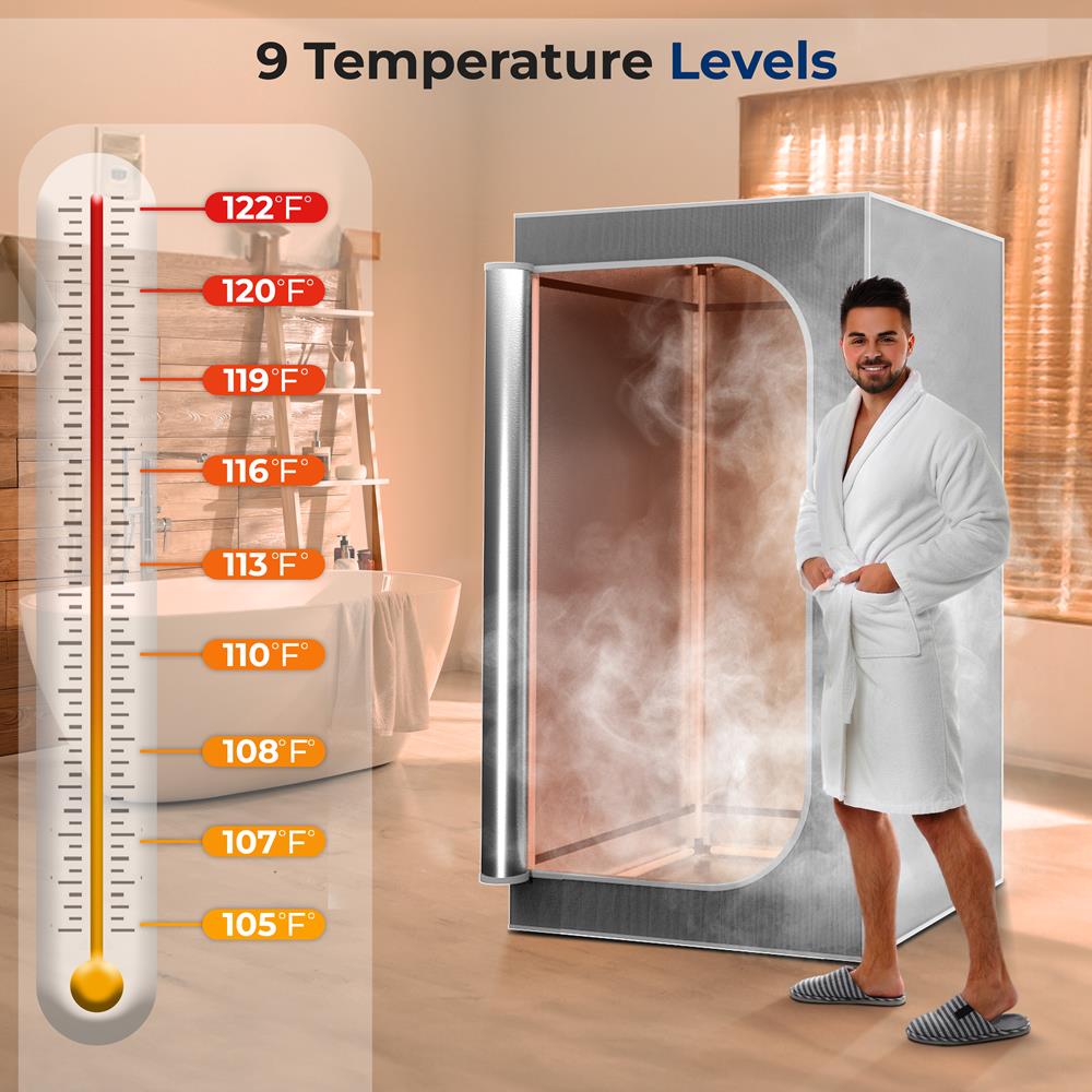 Serenelife Massage Heimsauna 1600W Dampfsauna grau Klappstuhl
