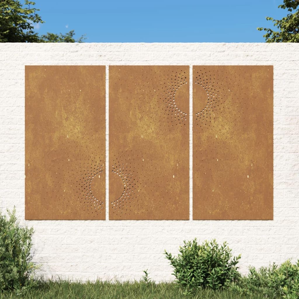 vidaXL Garten-Wanddeko 3-tlg. Cortenstahl Sonne 105x55 cm