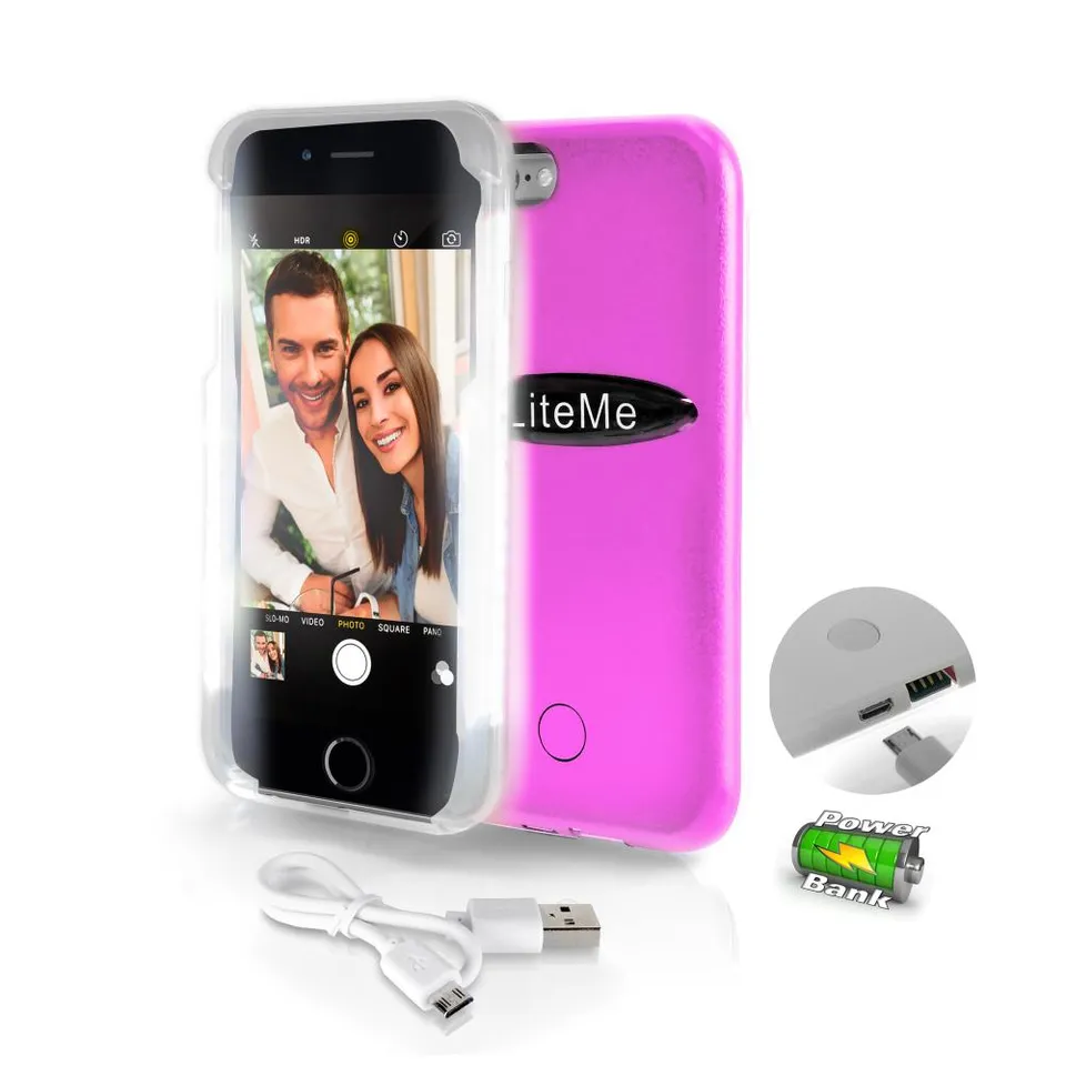 Serenelife Handyhülle iPhone 6/6s Pink LED mit Akku