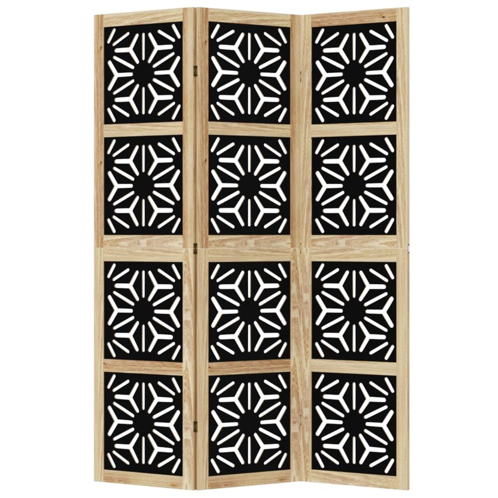 vidaXL Raumteiler 3-tlg. 40x160 cm Braun Schwarz Paulownia