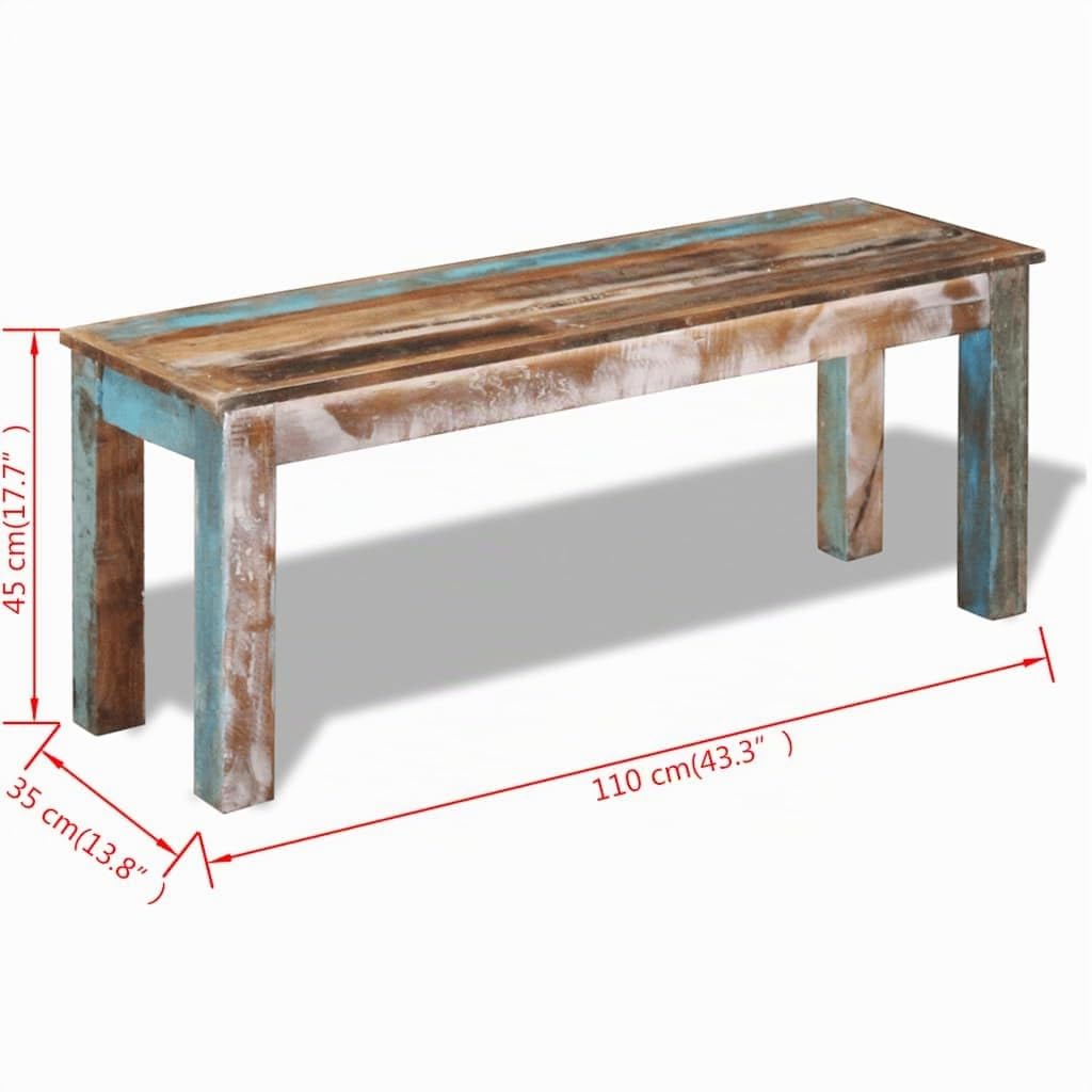 vidaXL Heim & Garten Bank Altholz 110x35x45 cm Massivholz