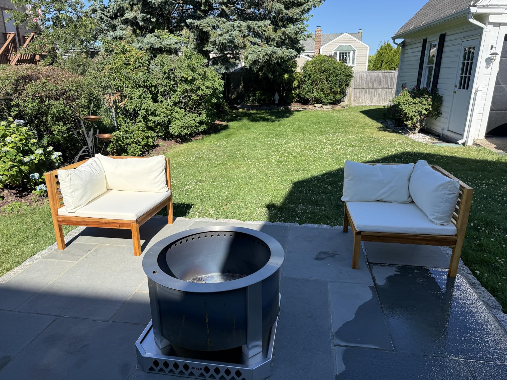 vidaXL Heim & Garten Ecksofa 2-tlg Teak Dunkelgrau Kissen