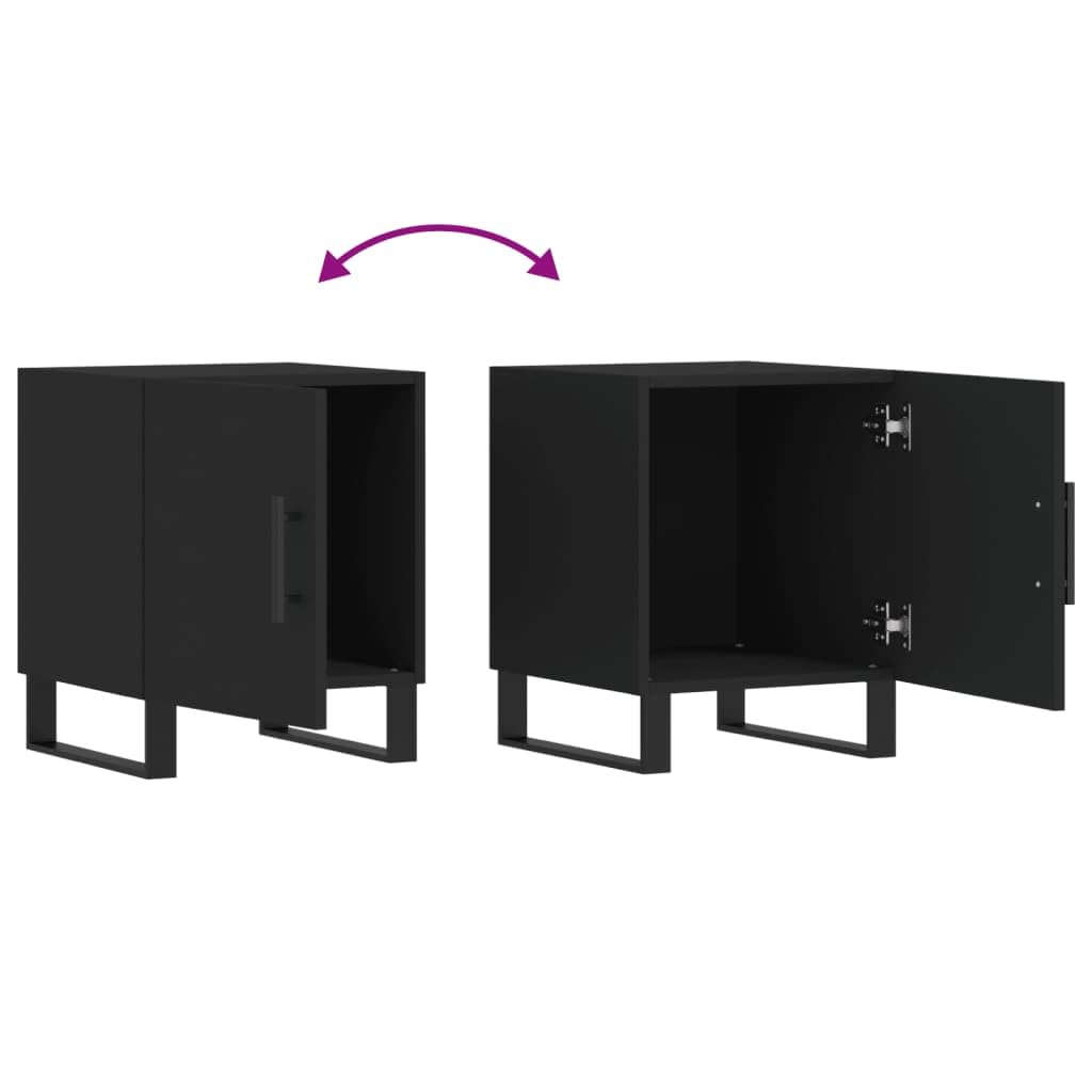 vidaXL Nachttische 2 Stk. 40x40x50 cm Holz Schwarz mit Tür