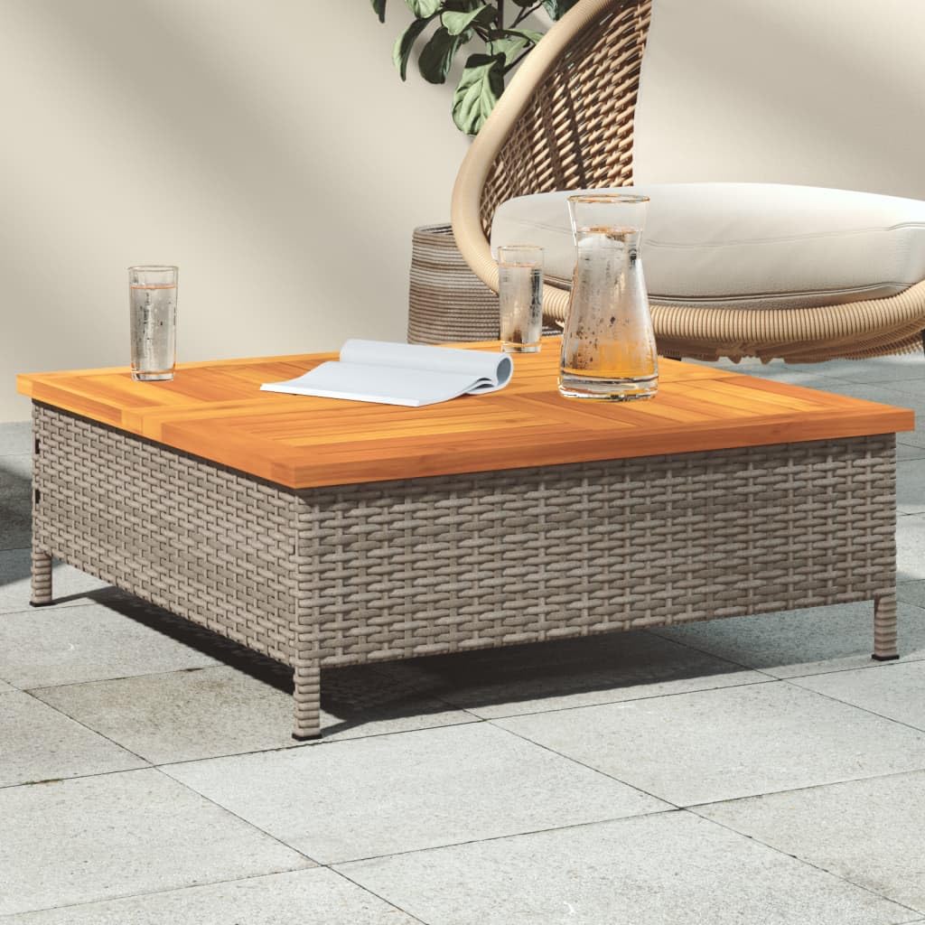 vidaXL Gartentisch Grau Rattan Akazienholz 70x70 cm kaufen