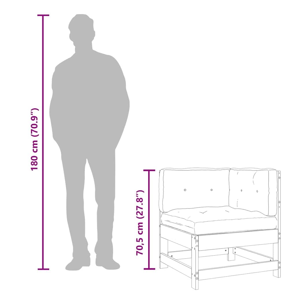 vidaXL Möbel Ecksofa Massivholz Kiefer Natur mit Kissen Garten
