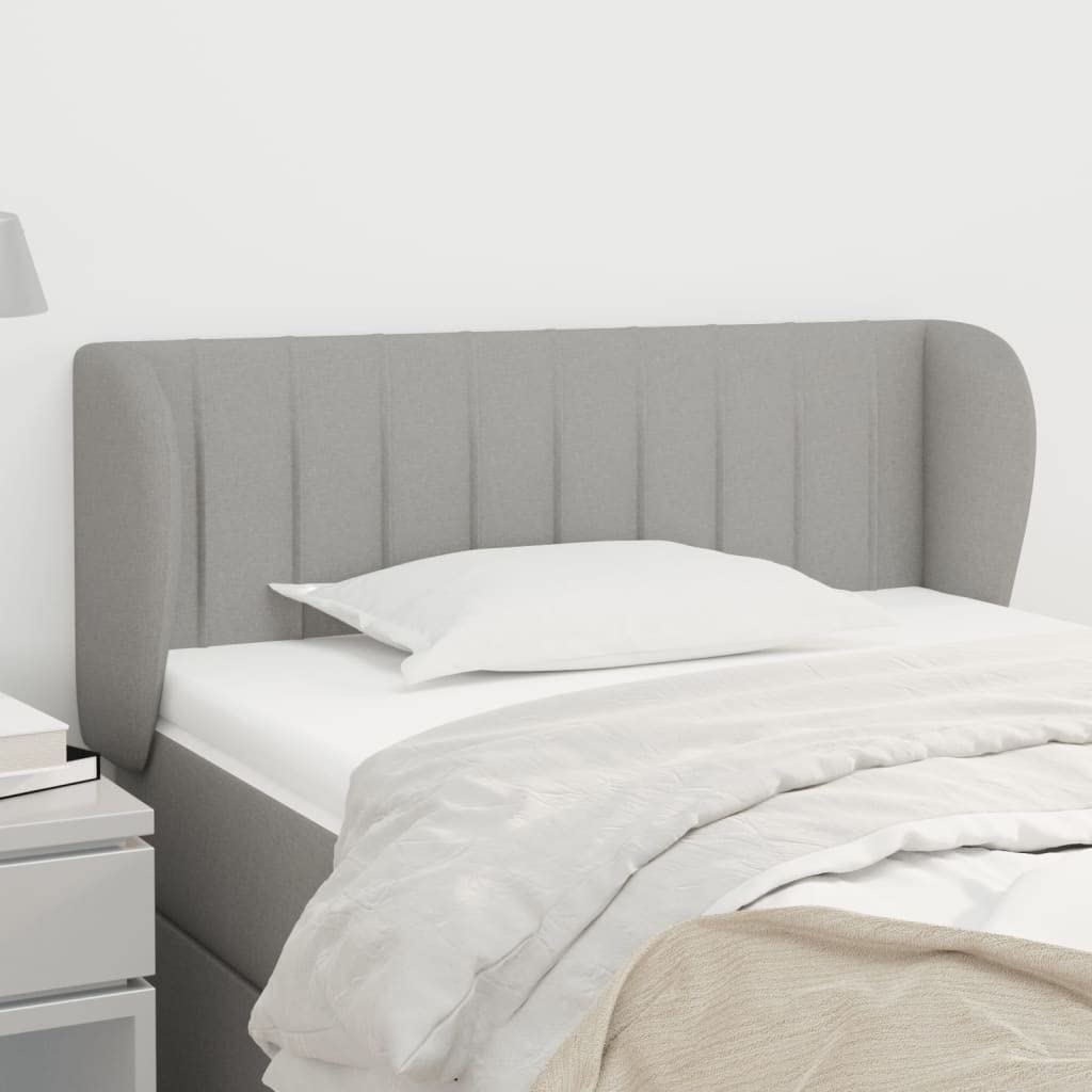 vidaXL Kopfteil mit Ohren Hellgrau 93 cm Stoff höhenverstellbar