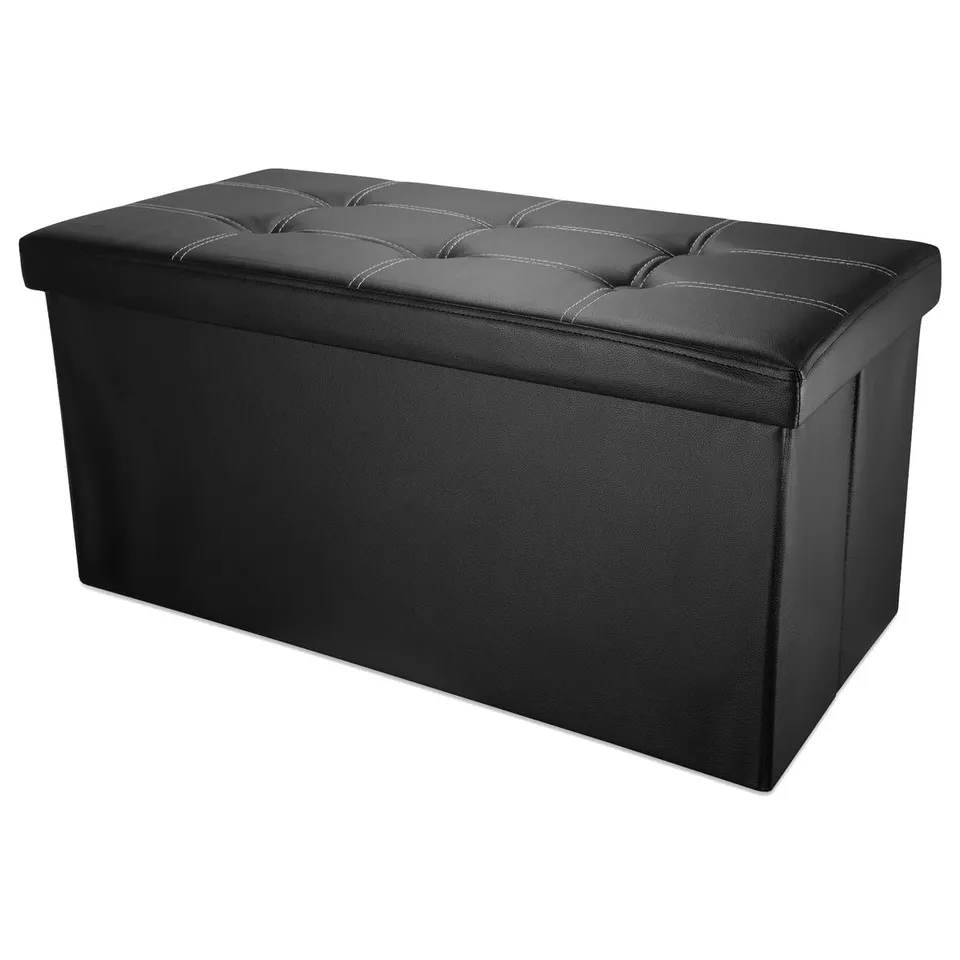 Intirilife Sitzbank 78x38x38 cm Sitztruhe Kunstleder schwarz